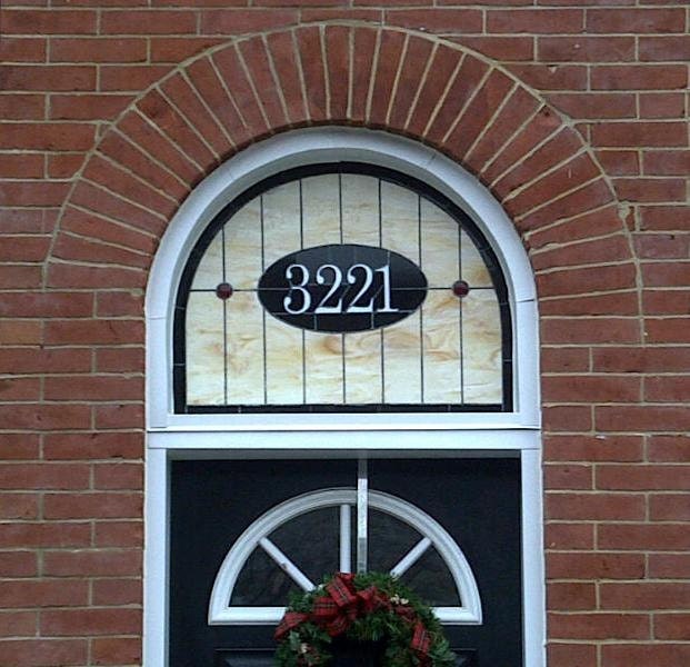 Stained Glass Window Panel - Transom with House Number 3221 (AM-28)