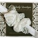 Baby Headband - Holiday Baby Headband White- White Chiffon Flower On A White Shimmery Stretch Headband- Baby Infant Toddler (WB)