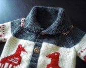 Children's Sweater, Wool Cowichan Style, Custom Made, Eagle Motif, Sizes 6- 12 months, 2 & 3 years