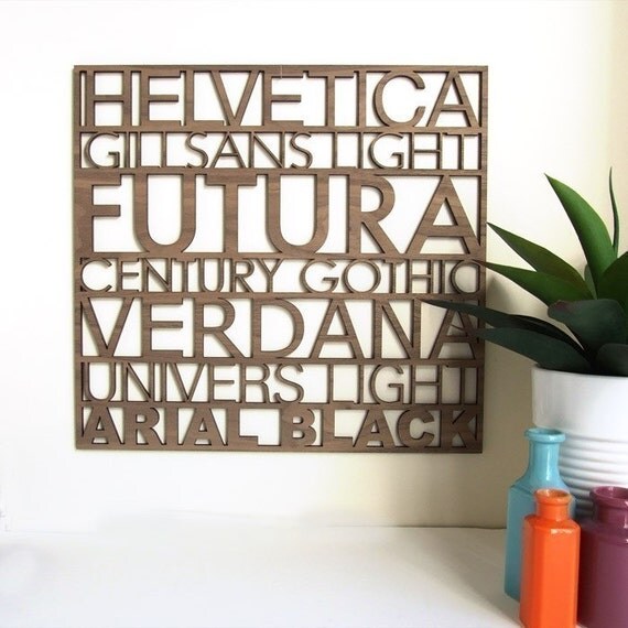 Sans Serif Typography Wood Wall Art