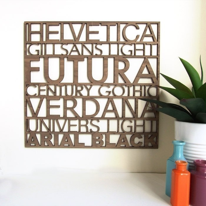 Sans Serif Typography Wood Wall Art