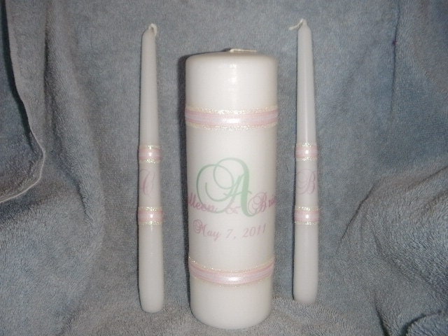 Monogram Wedding Unity Candle set Simple and Elegant Design