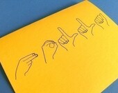 Holla in sign language - card