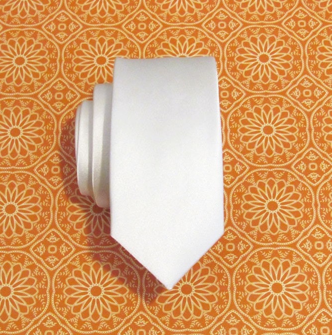 Mens Necktie Cream Super Skinny Tie