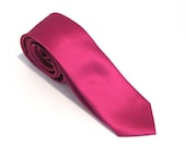 Mens Necktie, Fuchsia Pink Silk Skinny Tie