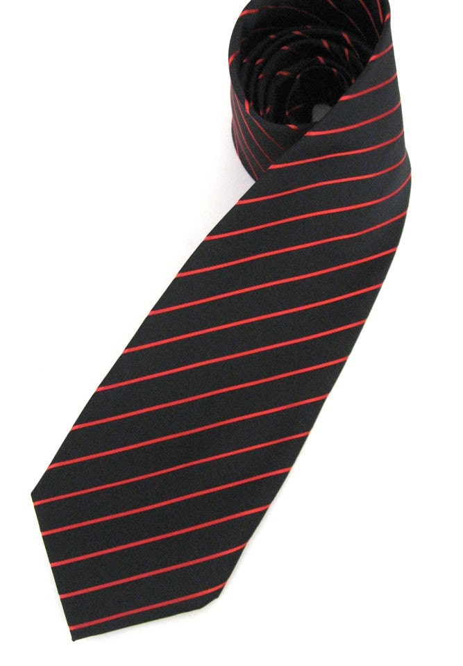 Necktie Red and Black Stripe Men Silk Tie