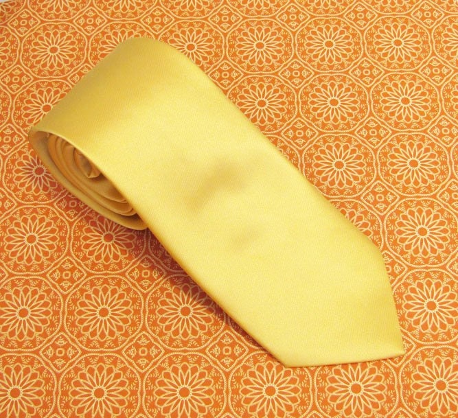 Mens Necktie Gold Yellow Silk Tie