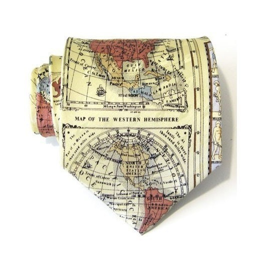 Mens Necktie World Map Silk Tie