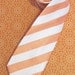 Mens Tie - Peach and White Striped Silk Necktie