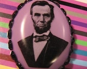Abraham Lincoln Purple Oval Resin Necklace