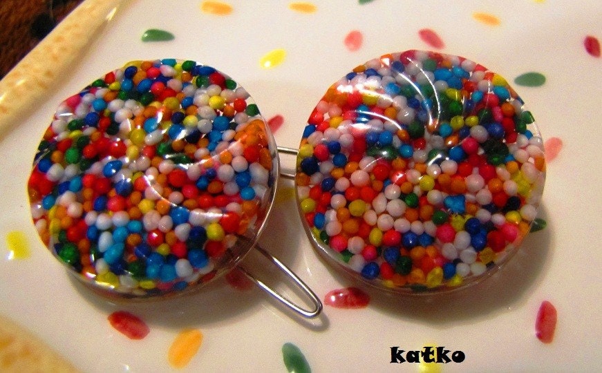 Pinwheel Sprinkles Resin Hair Clips Set of 2