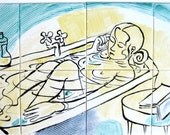 Handpainted tile tableau - Bath - made to order