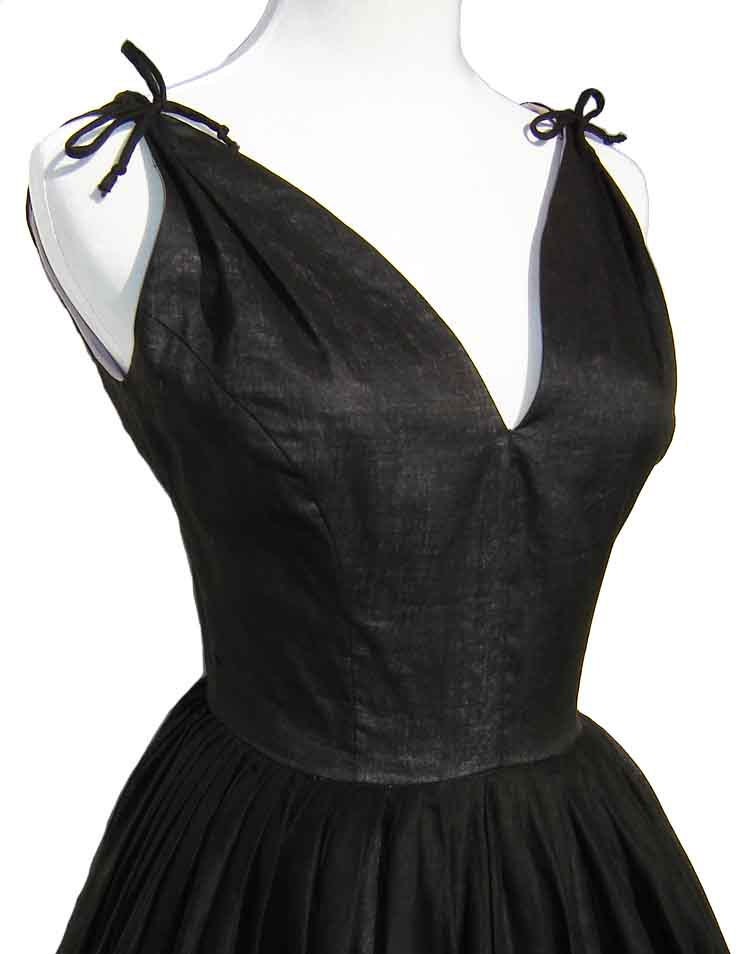 Vintage 50s Dress Rockabilly Black & Purple Lavender Cotton Eyelet Lace Full Skirt Sundress Party S / M
