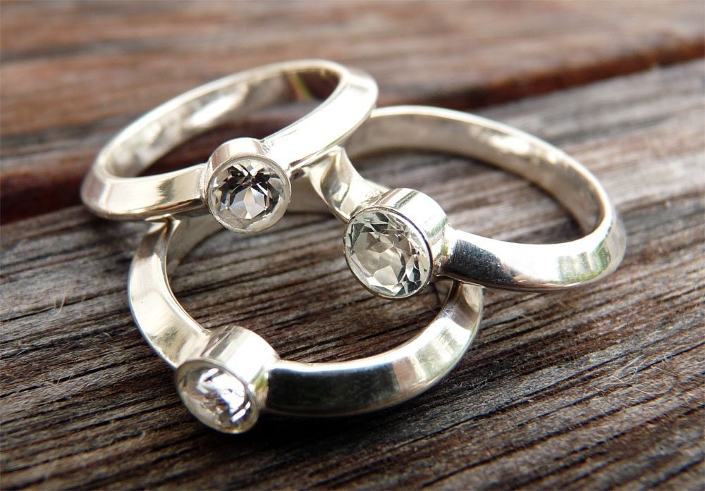 White Topaz Engagement Ring, made to order in your size