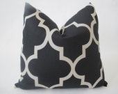 Free US Shipping-Decorative Designer Pillow Cover-18x18 inch-Black And CremeTrellis fret work