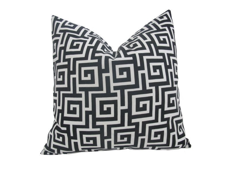 Free US Shipping-Decorative Designer Pillow Cover-18 inch-Black And White Classic Greek Key