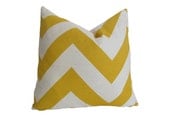 Free US Shipping-Decorative Designer Pillow Cover-20x20 inch-Yellow & White Large Chevron-