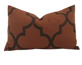 Free US Shipping-Decorative Designer Pillow Cover-12x18 lumbar Cinnamon and Brown Fret Work