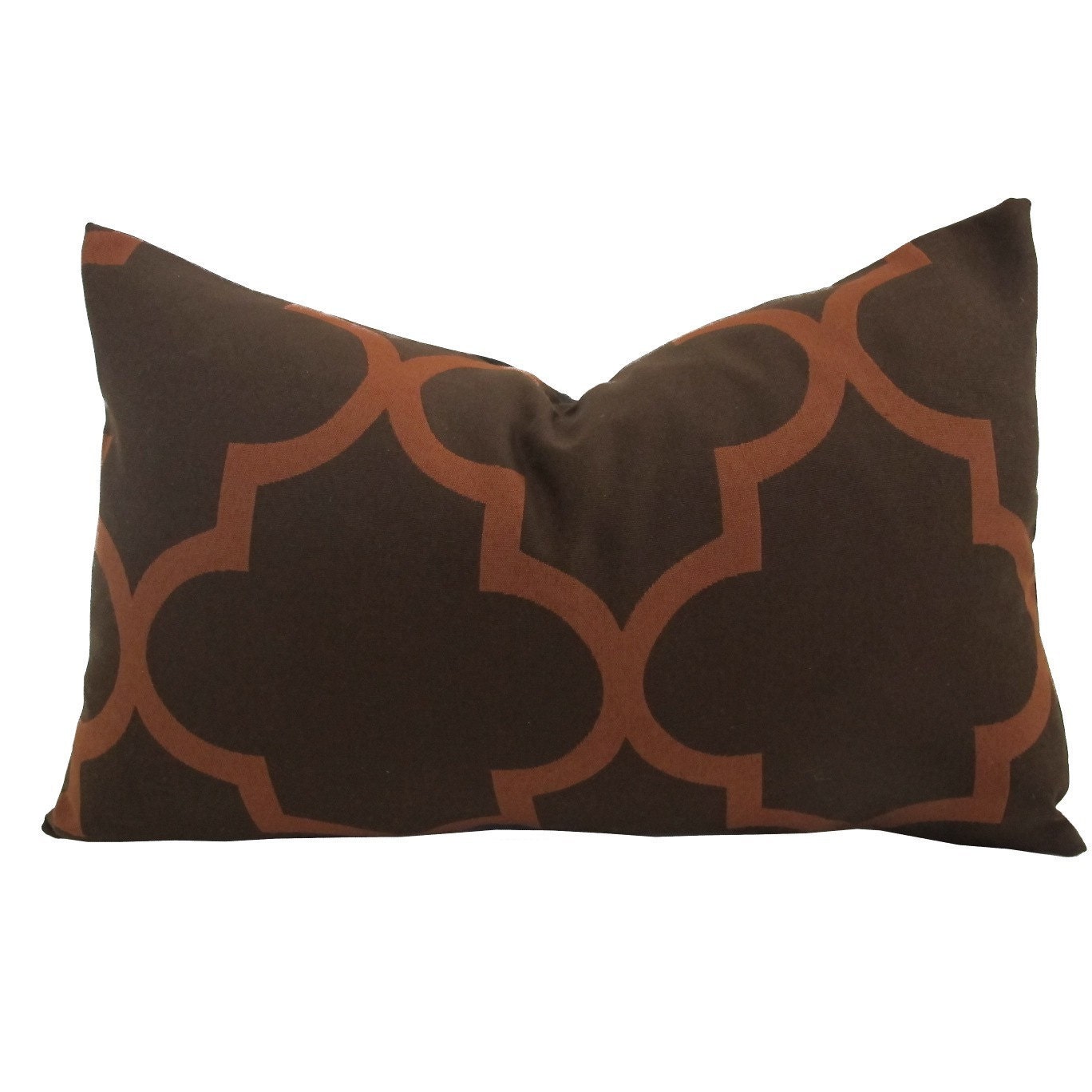 Free US Shipping-Decorative Designer Pillow Cover-12x18 lumbar Brown and Cinnamon Fret Work