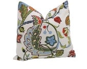 Free US Shipping-Decorative Designer Pillow Cover-18 inch-Spectrum Floral On Linen-Custom Sizes Available