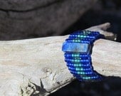 Lapis Lazuli Beaded Ring Blue Turquoise Size 9.5