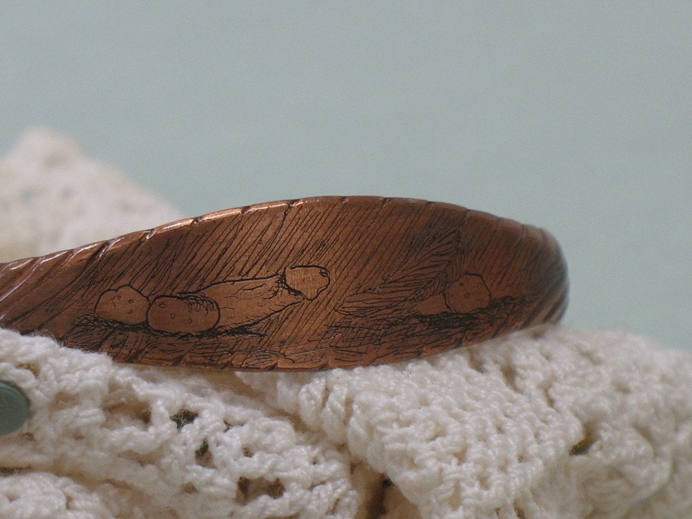 Etched Vintage Copper Cuff