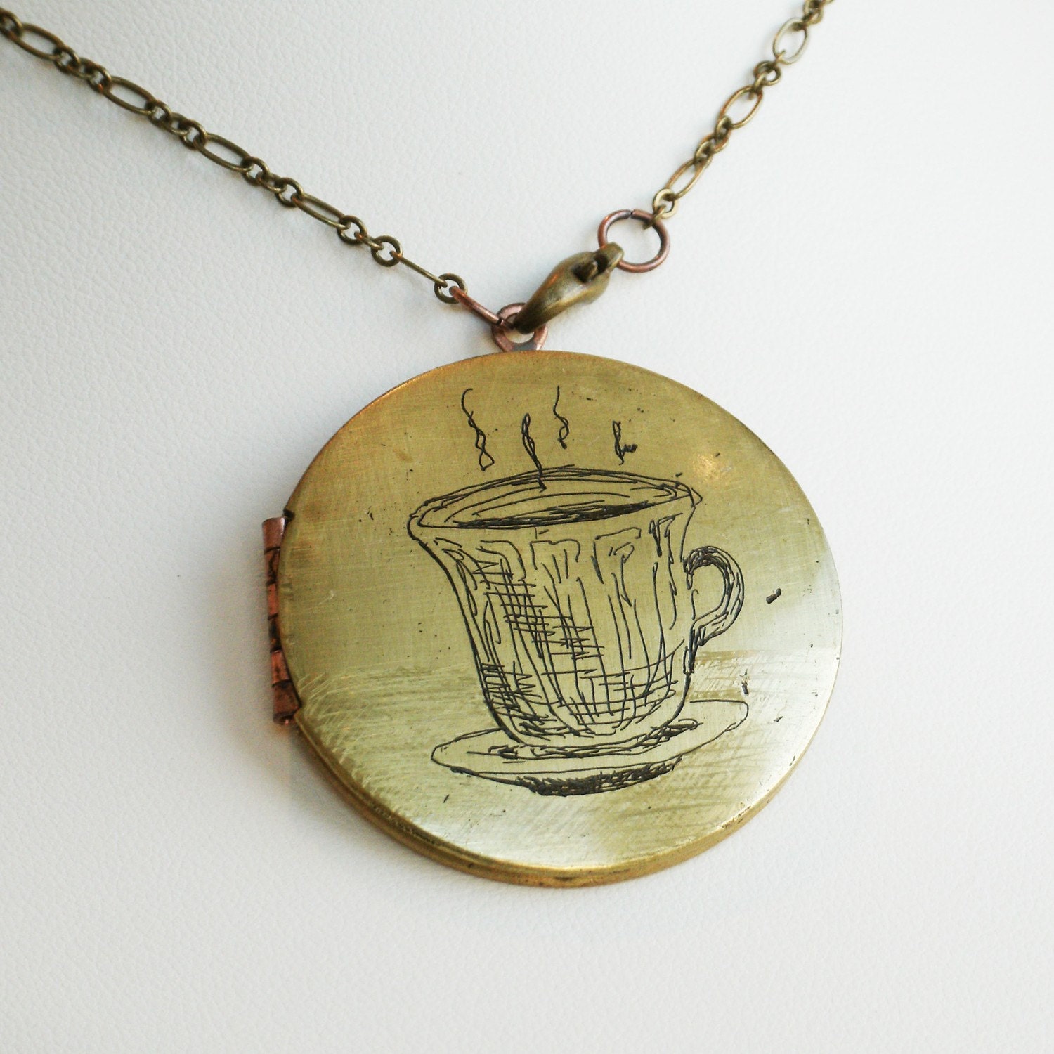 A Cup of Tea (or Joe) Custom Brass Locket