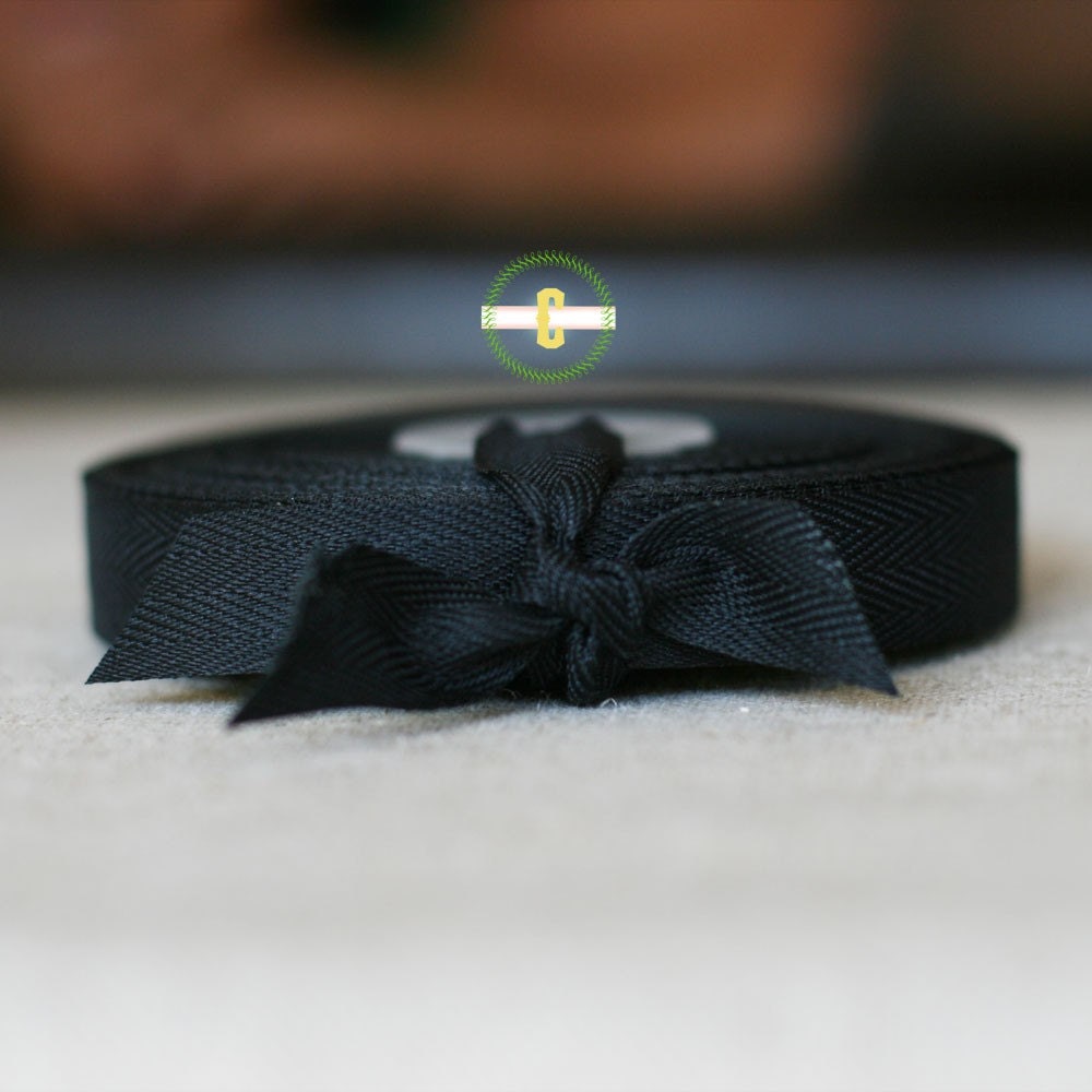 Bulk 25 yards of Black Herringbone Ribbon