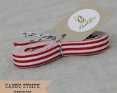 Red Candy Stripe Ribbon 4 yards