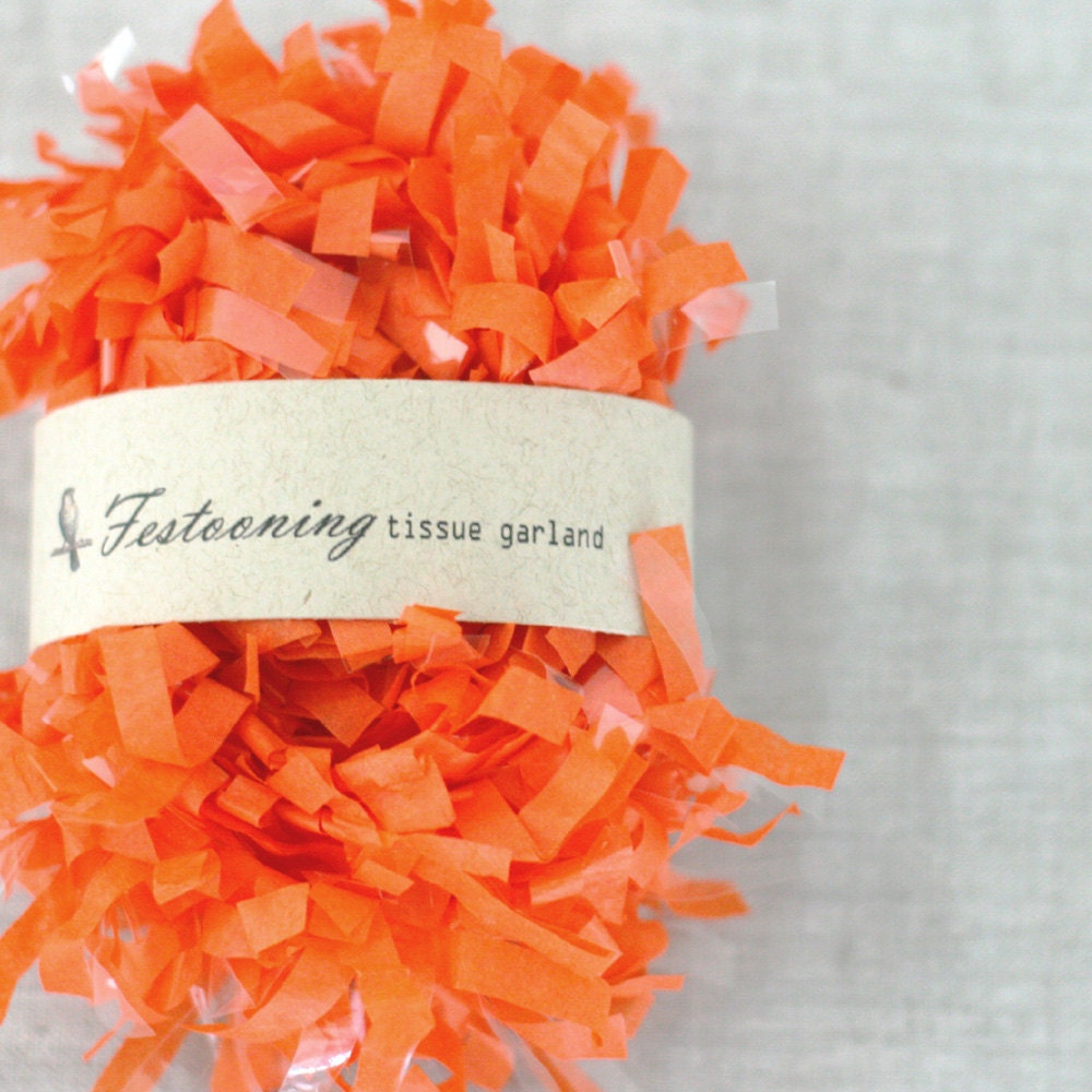 4 Yds of Orange  Tissue Garland