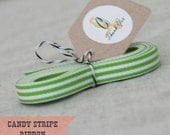 Green Candy Stripe Ribbon 4 yards