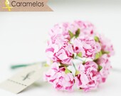 24 Pink Crinckle Millinery Paper Roses Flowers