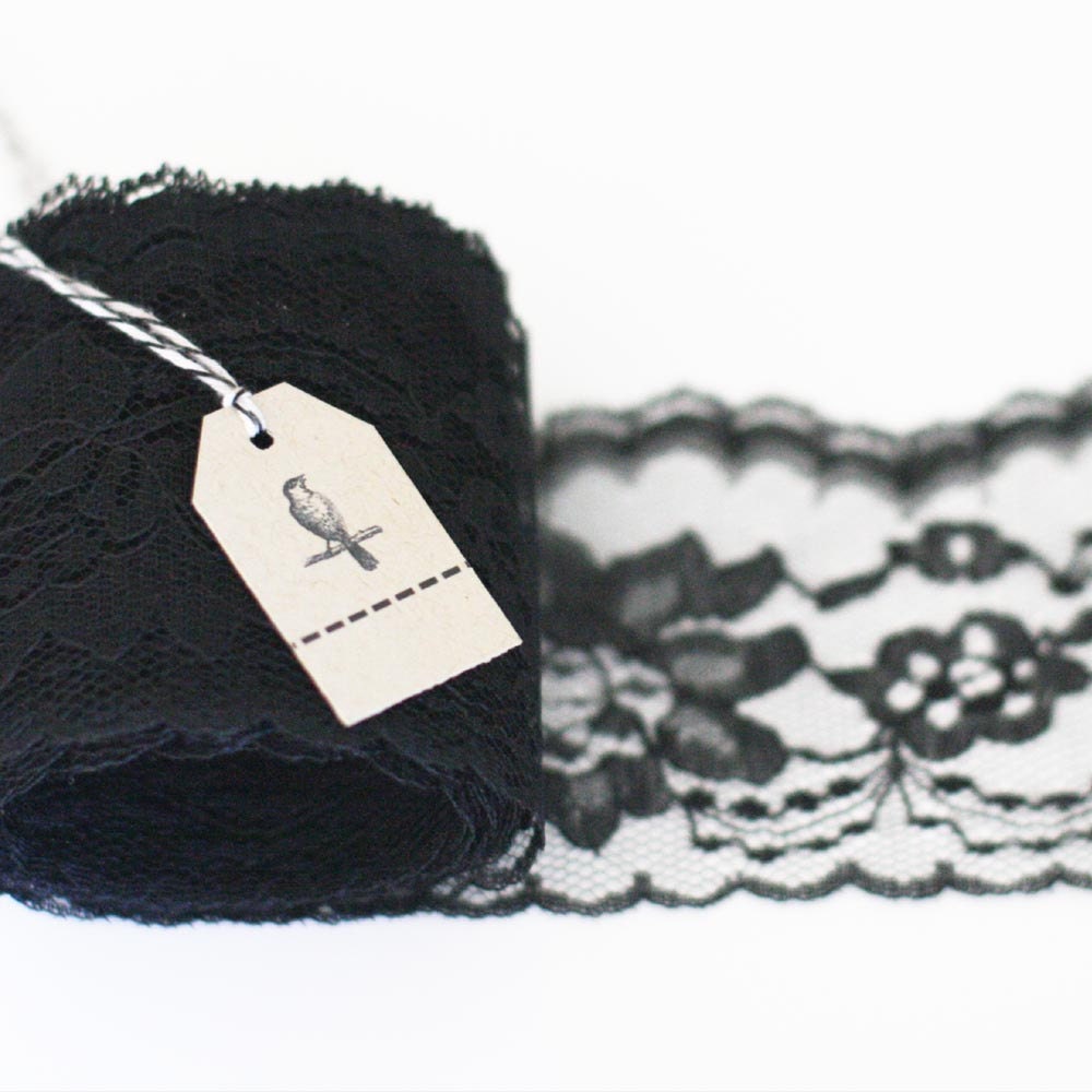 10 yards of Wide Black Lace Trim/Ribbon