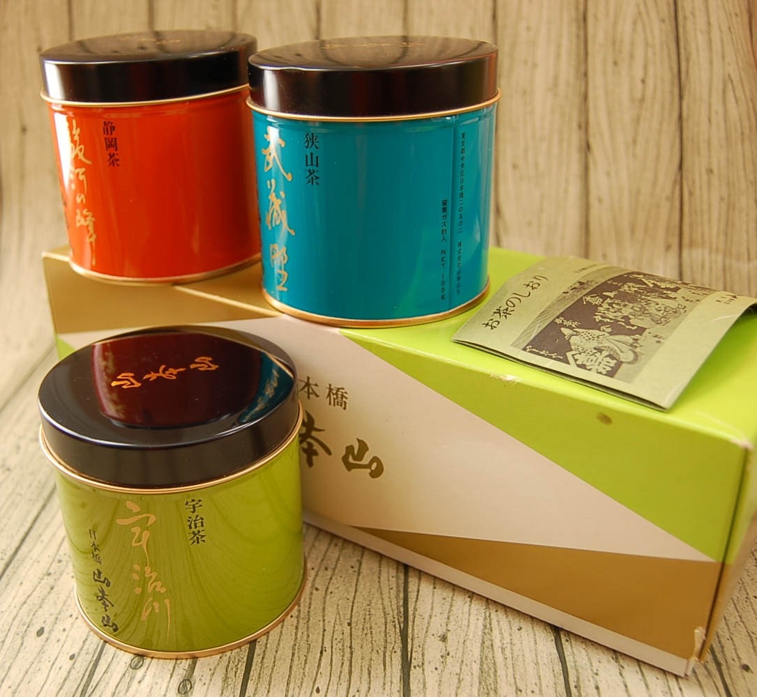 set of 3 japanese tea canisters