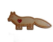 Fox Brooch. hand painted. laser cut. sustainable birch wood.