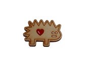 Wooden Hedgehog Brooch. hand painted. laser cut. sustainable birch wood.