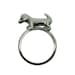 Sausage Dog Dachshund Ring. Hand crafted in Silver with Black Diamond eyes.