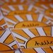 Hello Sunshine. Gocco hand printed card. Two screen yellow and black on white card.