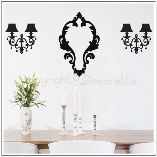 Ornate Frame and Lamps - Wall Decals