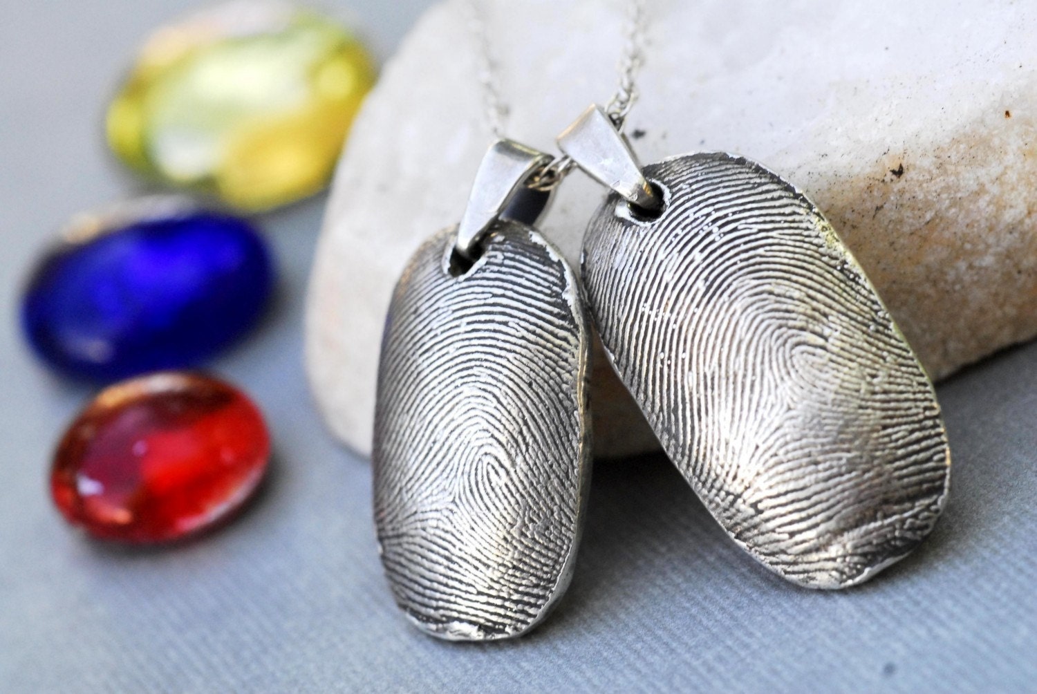 Fingerprint Necklace Jewelry  Thumbprint in Sterling Silver Personalized