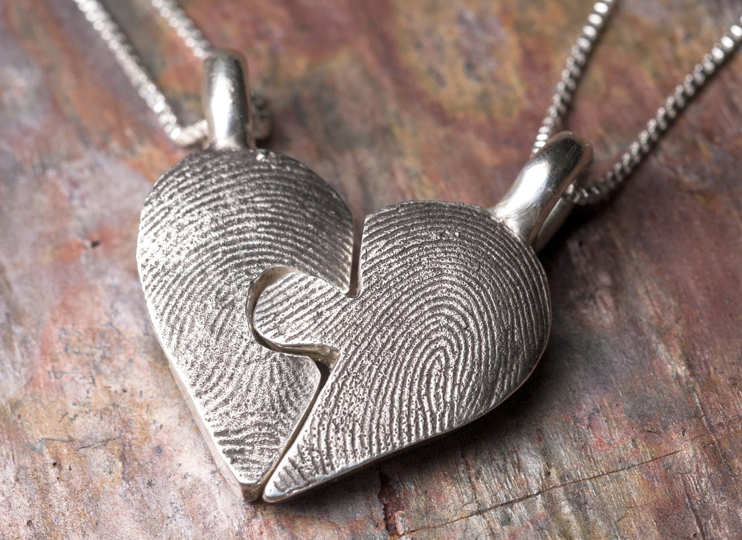 Custom Fingerprint Puzzle Necklace Piece in Sterling Silver Personalized