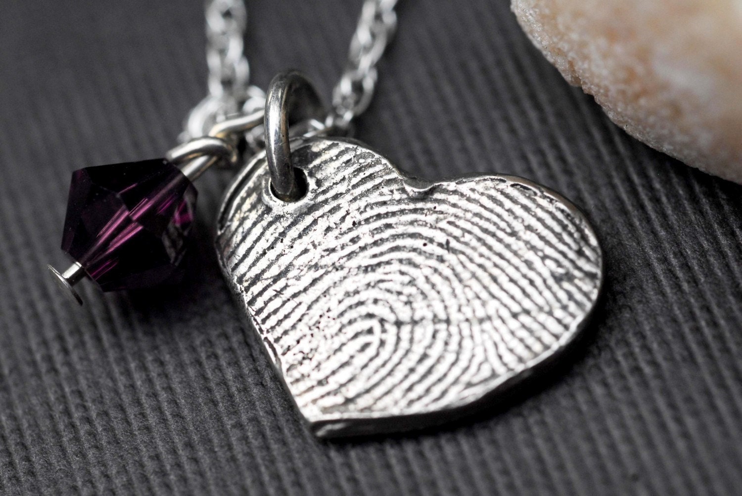 Custom Fingerprint Jewelry  Heart Necklace Personalized Sterling Silver