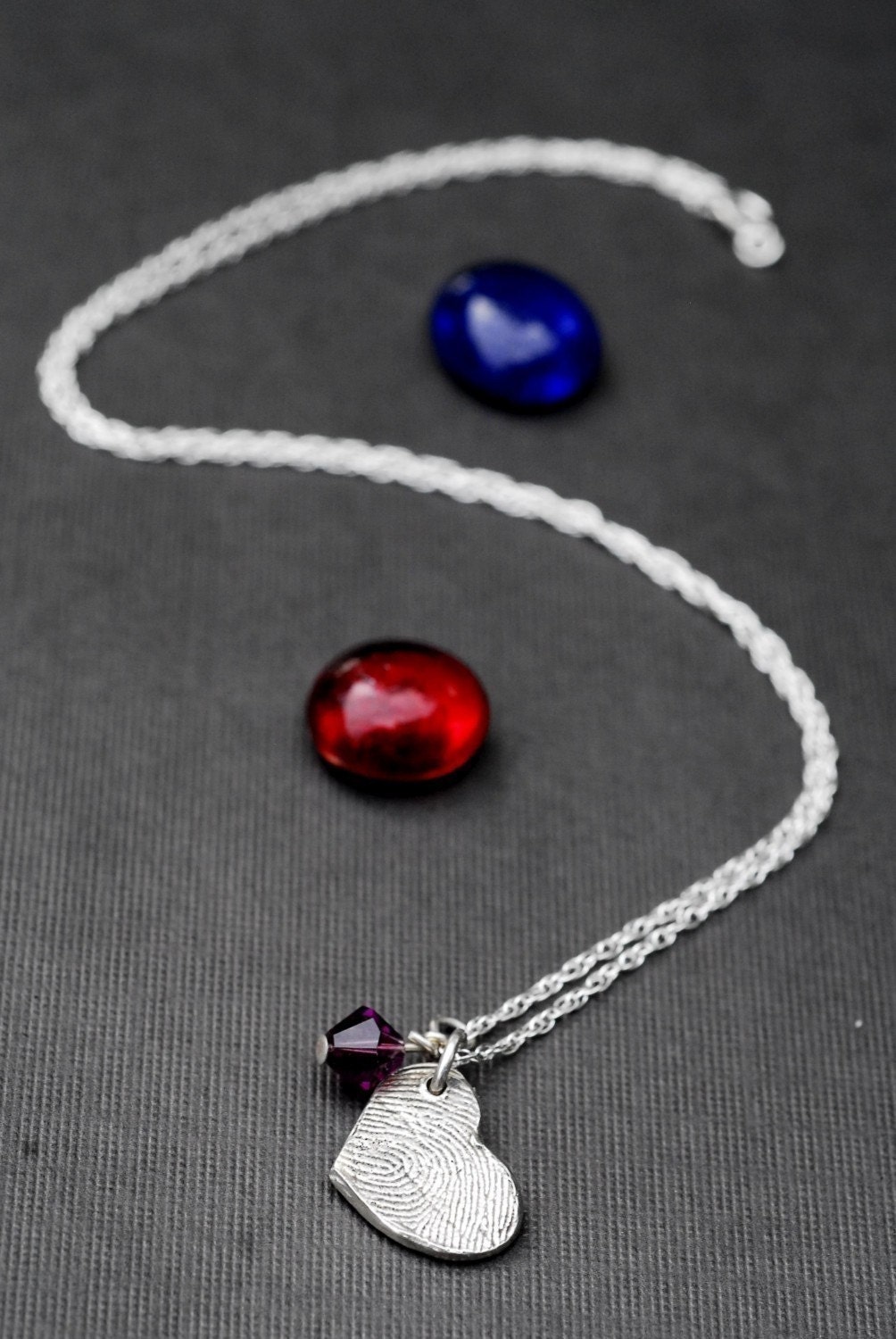 Custom Fingerprint Jewelry Heart Necklace Personalized Sterling Silver