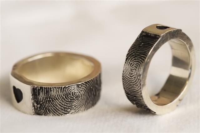 Custom Fingerprint Ring Wedding Band Personalized Sterling Silver Jewelry