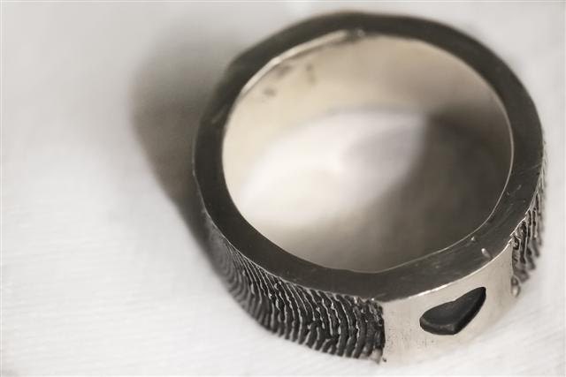 Fingerprint Ring Personalized Mothers Valentines Sterling Silver Jewelry