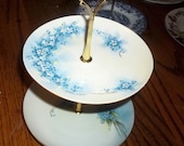 Vintage Handpainted Bavarian China 2 Tier Serving Tray - Crudites - Party Tray - Hors doeuvres - Centerpiece