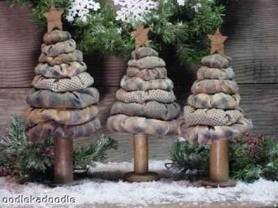 Primitive Christmas Yo Yo Trees 3 Sizes E-Pattern ET