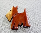 Folk Art Hand Made Vintage Wooden Scotty Dog Pin Sweet