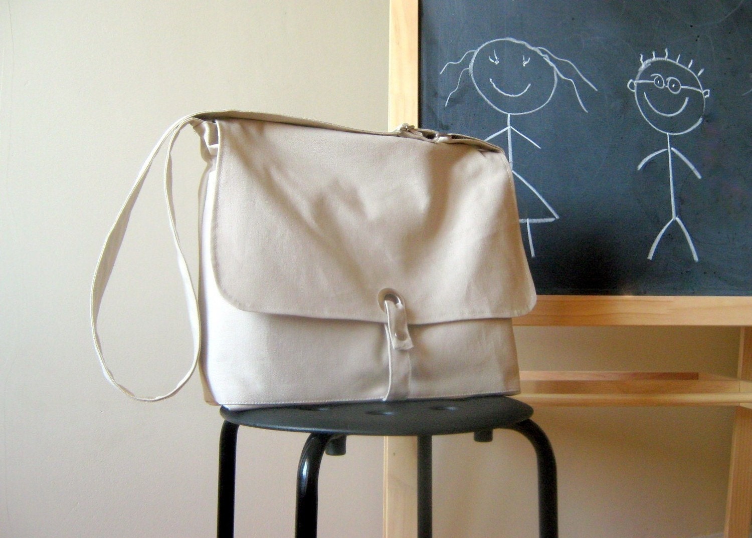 Modular Messenger Bag II in Cream / Shoulder Bag / Laptop Bag / Diaper Bag / Travel Bag / Off White