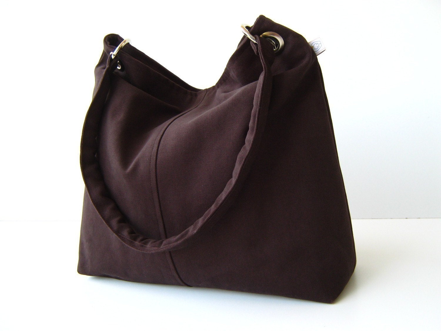 Classy Hobo Bag in Chocolate Brown - with top ZIPPER CLOSURE -- Large - bayanhippo